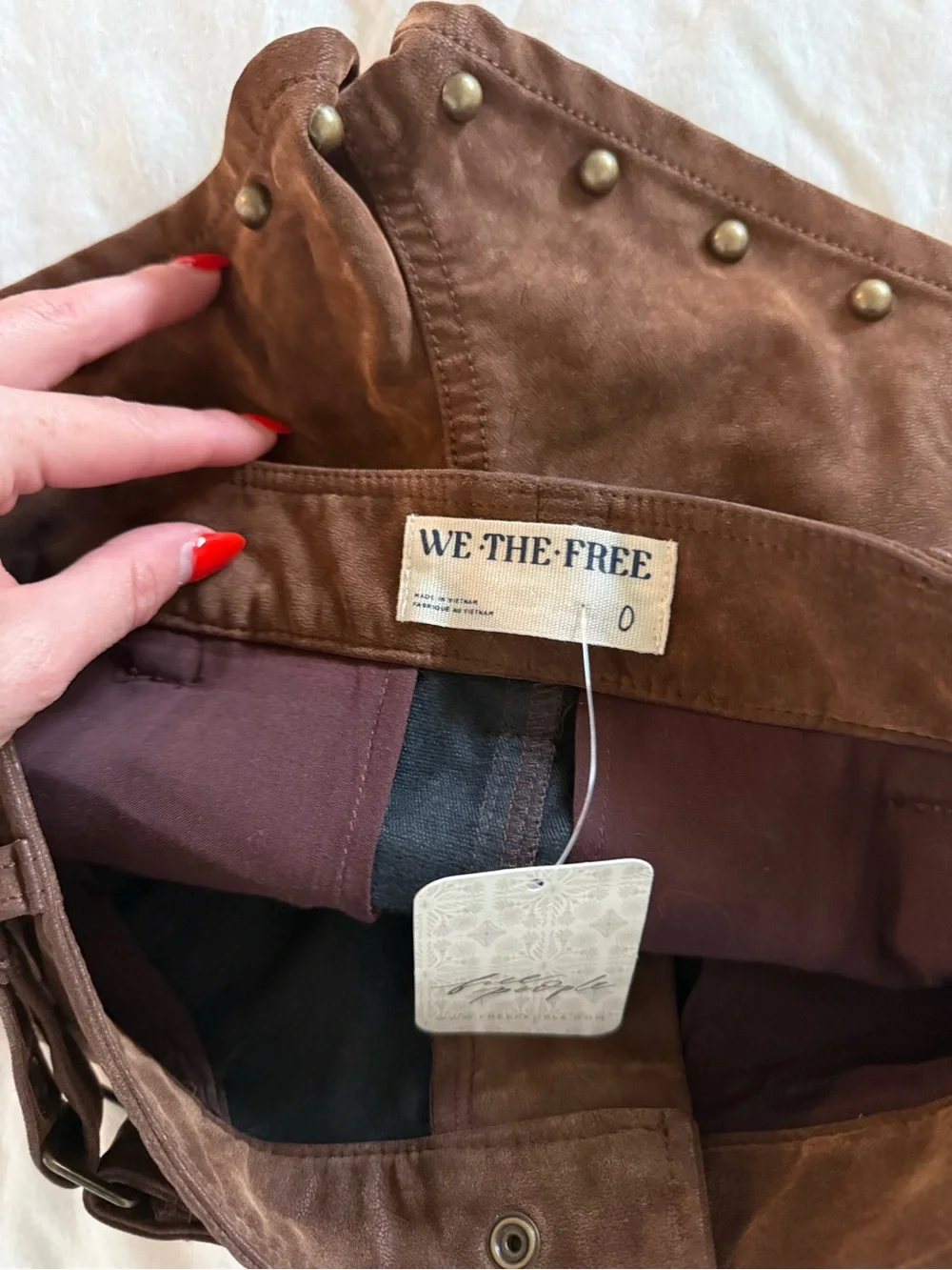 Free People Brown Suede Studded Shorts - Picture 3 of 4